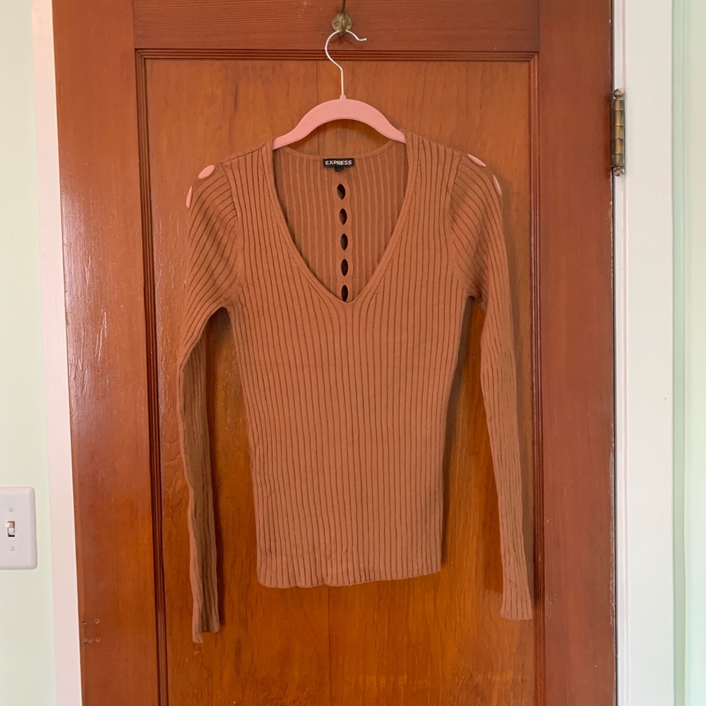 Express chestnut brown long sleeved sweater - Picture 14 of 15